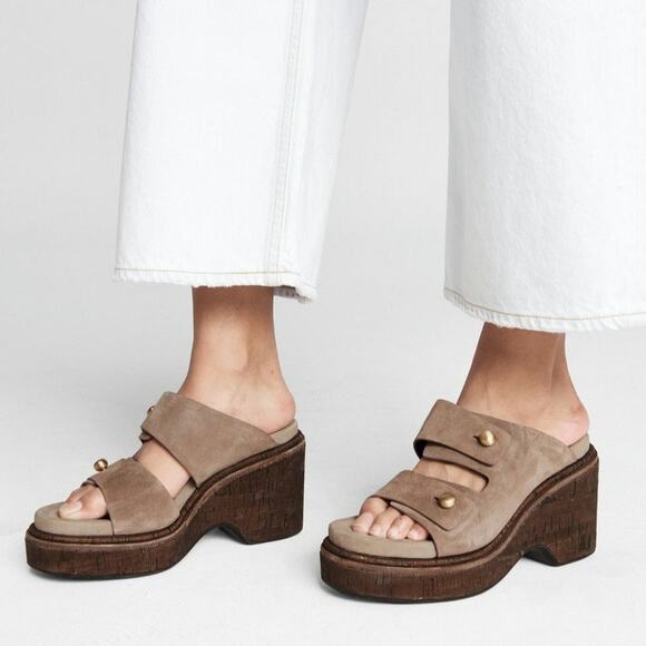 Rag & bone Chunky Sommer Wedge Tundra Brown Suede Sandal Size 36‎ or 6 - Picture 1 of 14